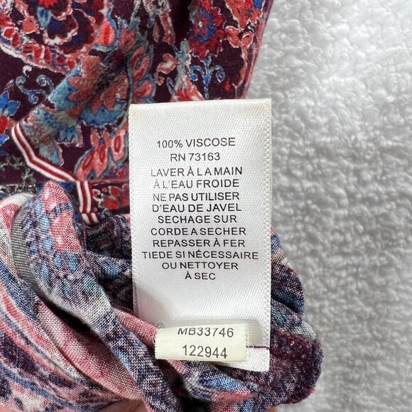 Cupio Womens L Sleeveless Burgundy Midi Dress Aztec Paisley Mandala Boho Artsy - Picture 15 of 15